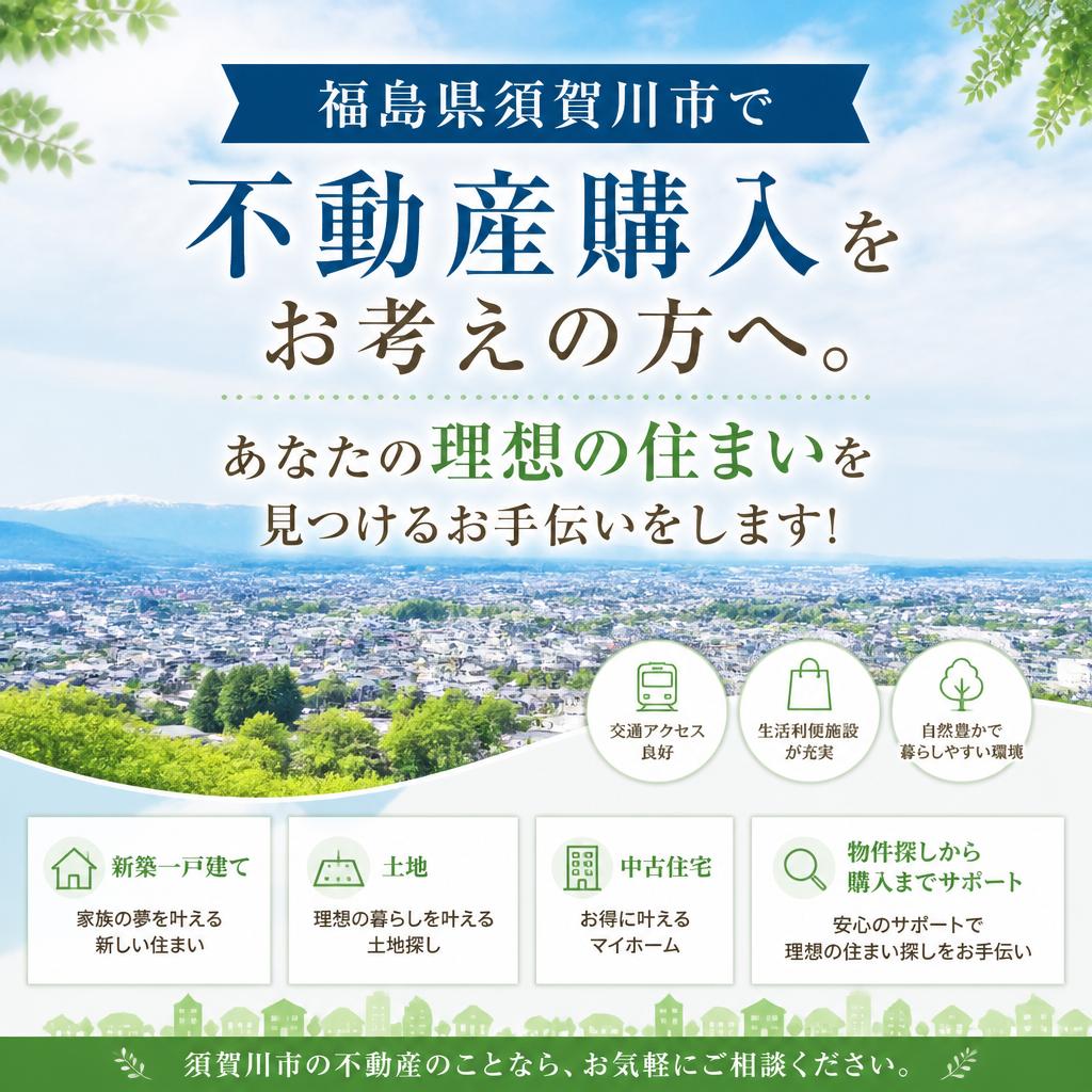 福島県須賀川市で不動産購入をお考えの方へ。あなたの理想の住まいを見つけるお手伝いをします！