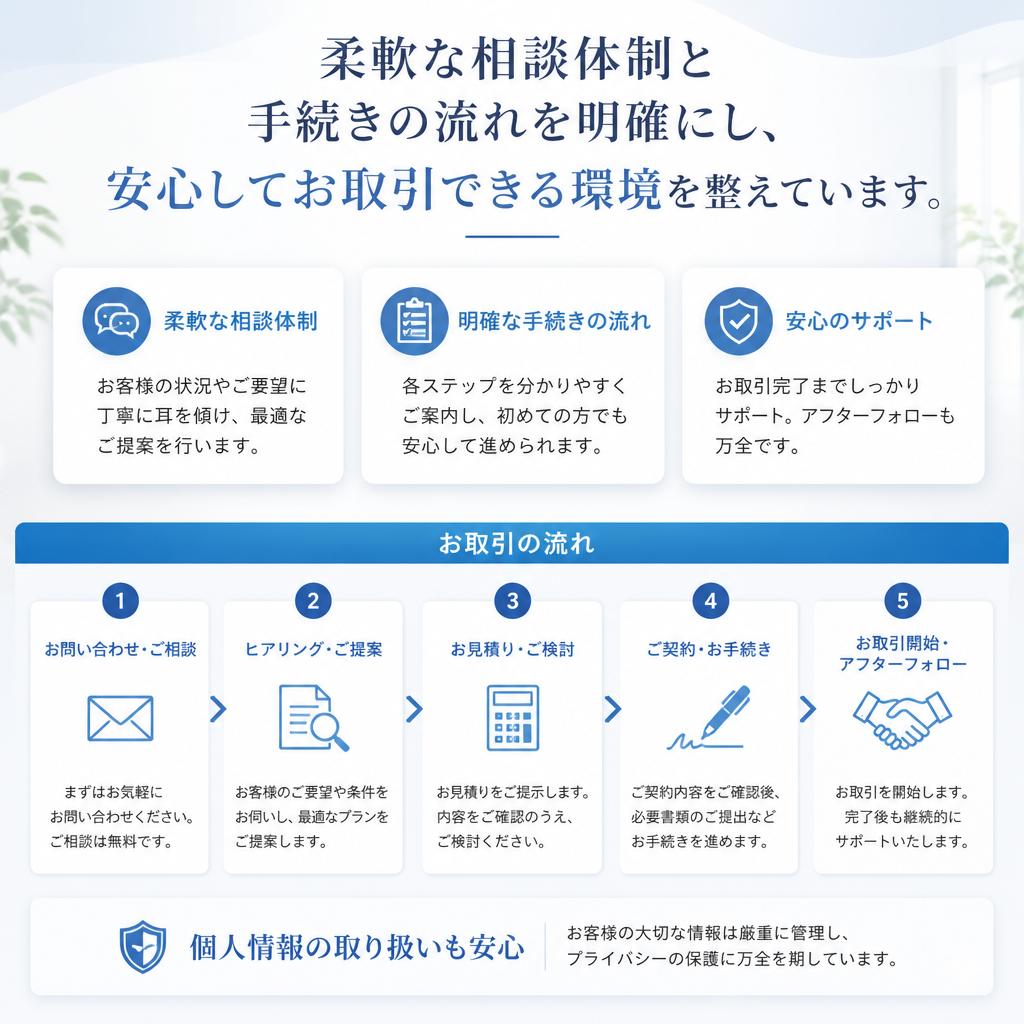 ご相談から実際の取引までのサポート