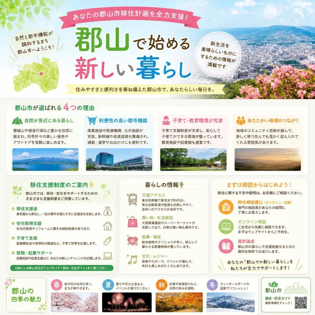 あなたの郡山市移住計画を全力支援！新生活を素晴らしいものにするための情報が満載です