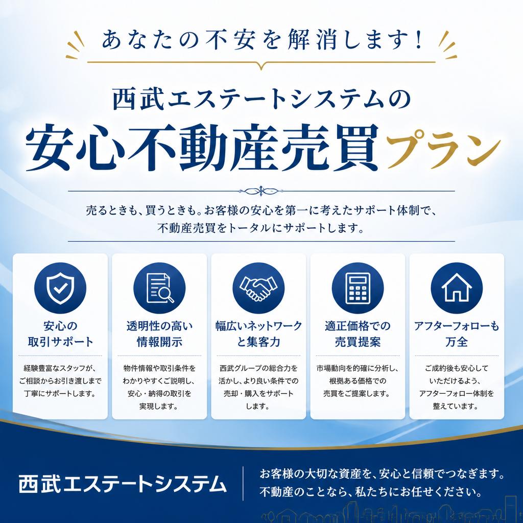 あなたの不安を解消します！西武エステートシステムの安心不動産売買プラン