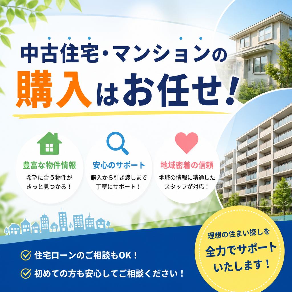 中古住宅・マンションの購入はお任せ！