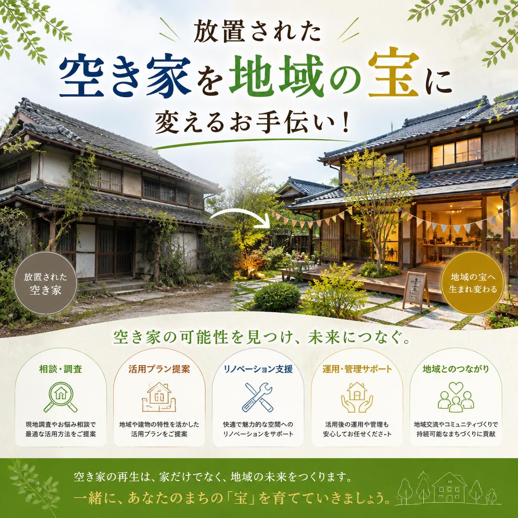 放置された空き家を地域の宝に変えるお手伝い！