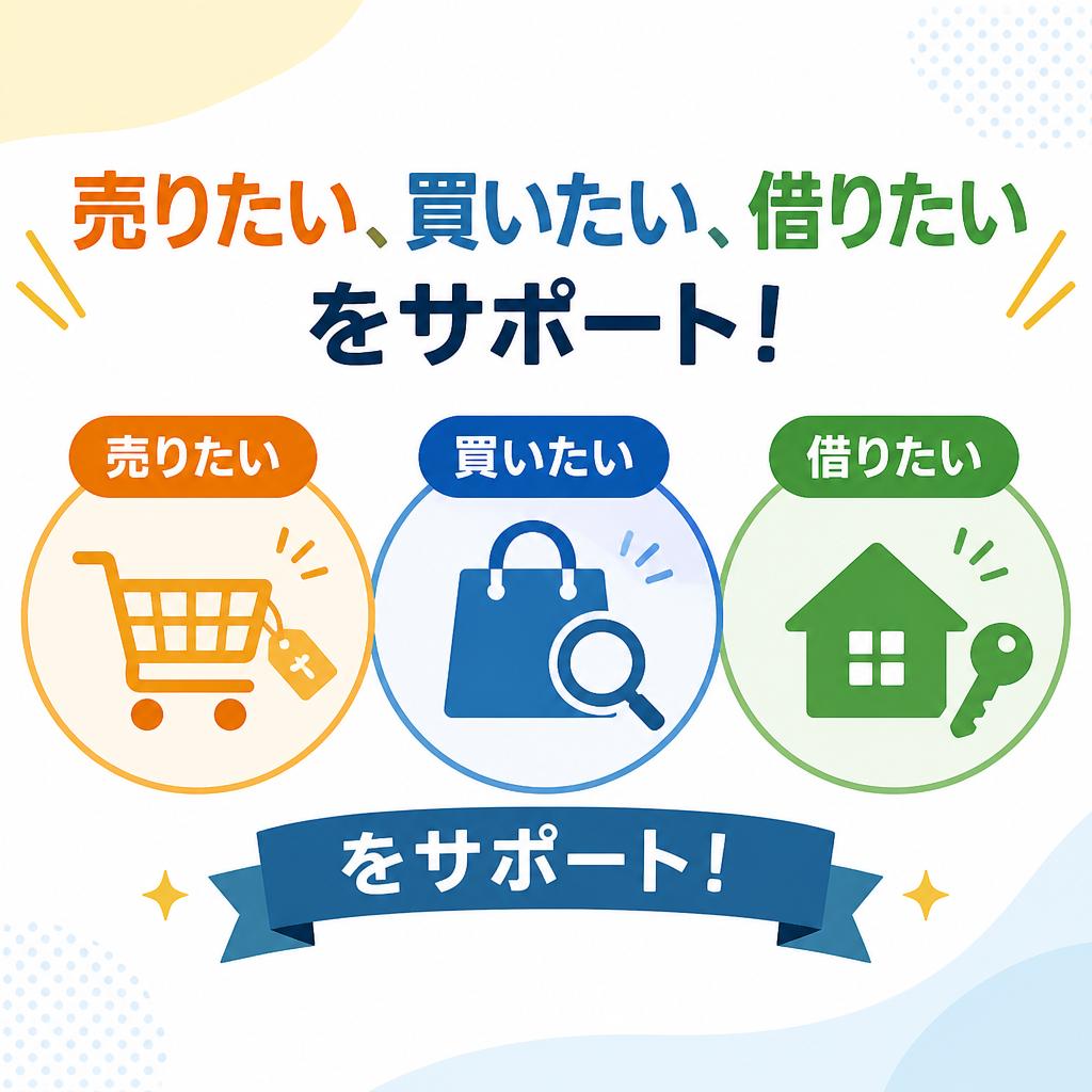 売りたい、買いたい、借りたいをサポート！