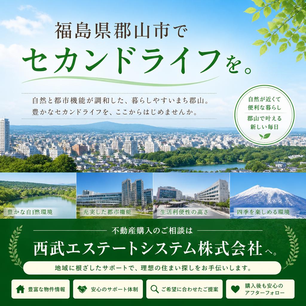 福島県郡山市でセカンドライフを。不動産購入のご相談は西武エステートシステム株式会社へ。