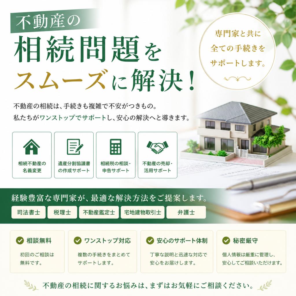 不動産の相続問題をスムーズに解決！専門家と共に全ての手続きをサポートします。