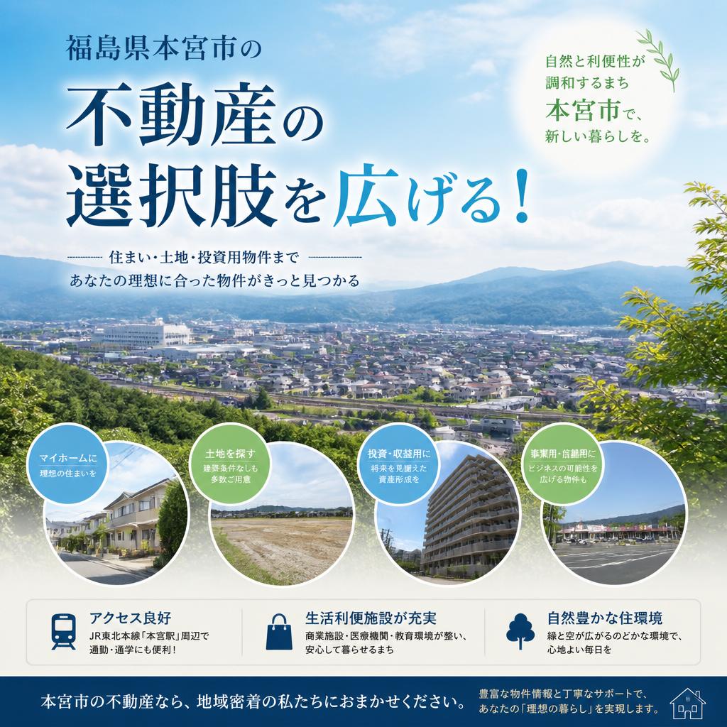 福島県本宮市の不動産の選択肢を広げる！