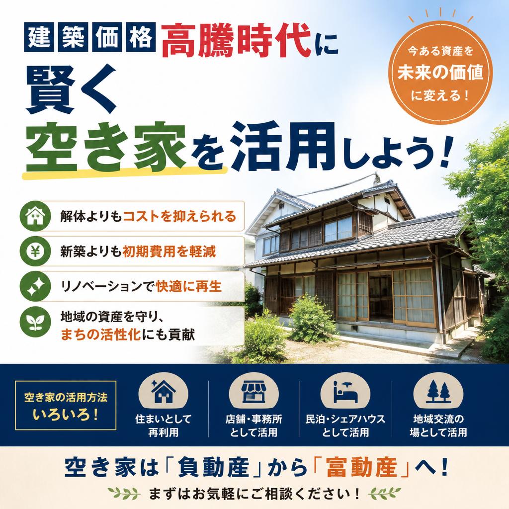 建築価格高騰時代に賢く空き家を活用しよう！