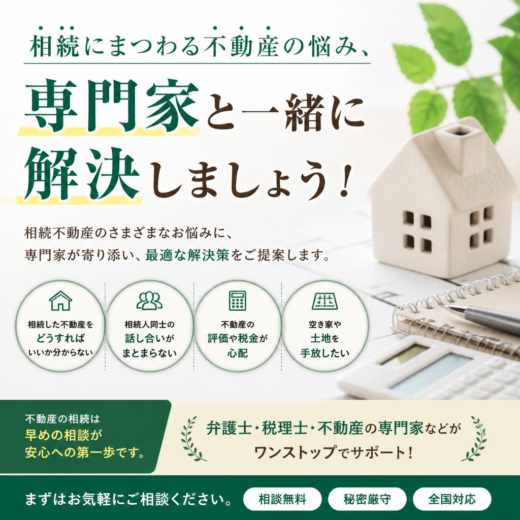 相続にまつわる不動産の悩み、専門家と一緒に解決しましょう！