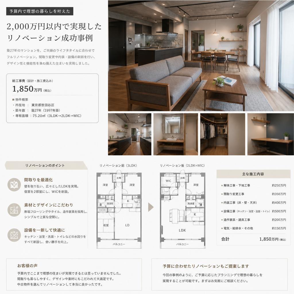 2,000万円以内でのリノベーション事例