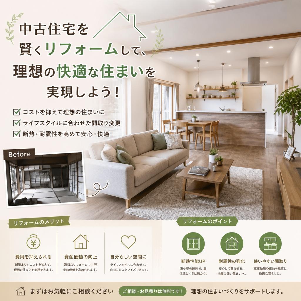 中古住宅を賢くリフォームして、理想の快適な住まいを実現しよう！