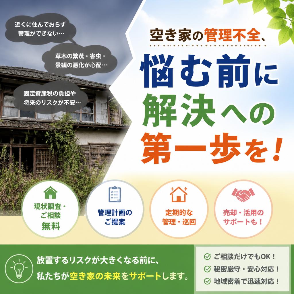 空き家の管理不全、悩む前に解決への第一歩を！