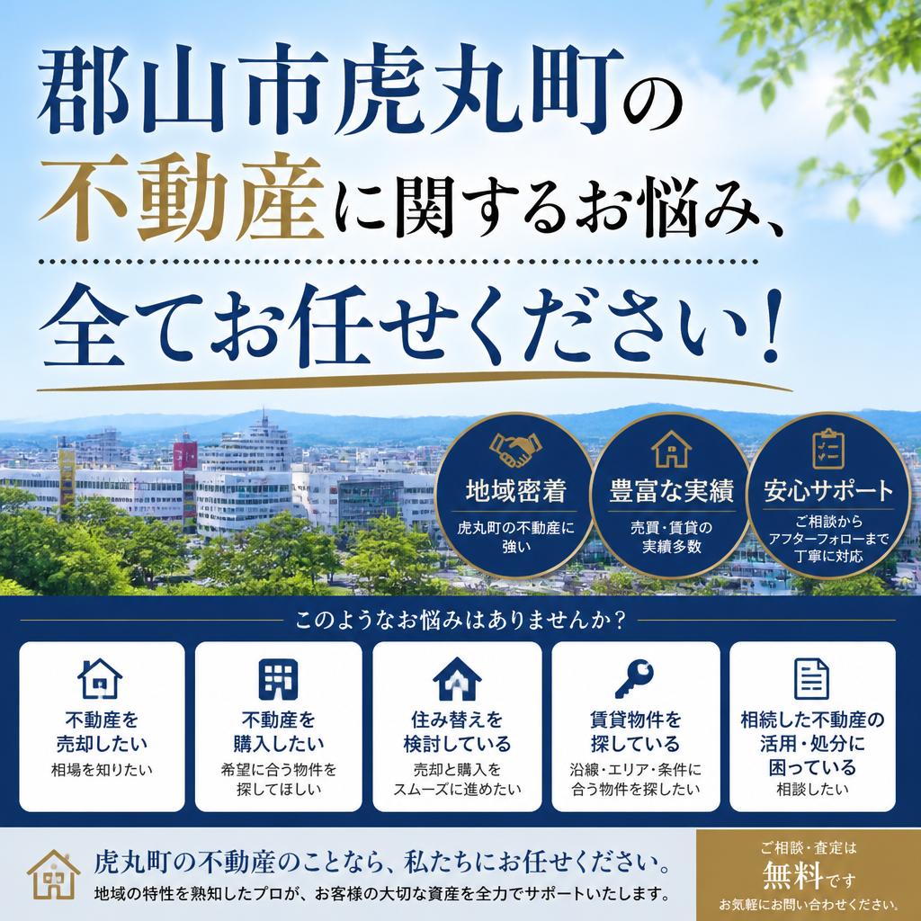 郡山市虎丸町の不動産に関するお悩み、全てお任せください！