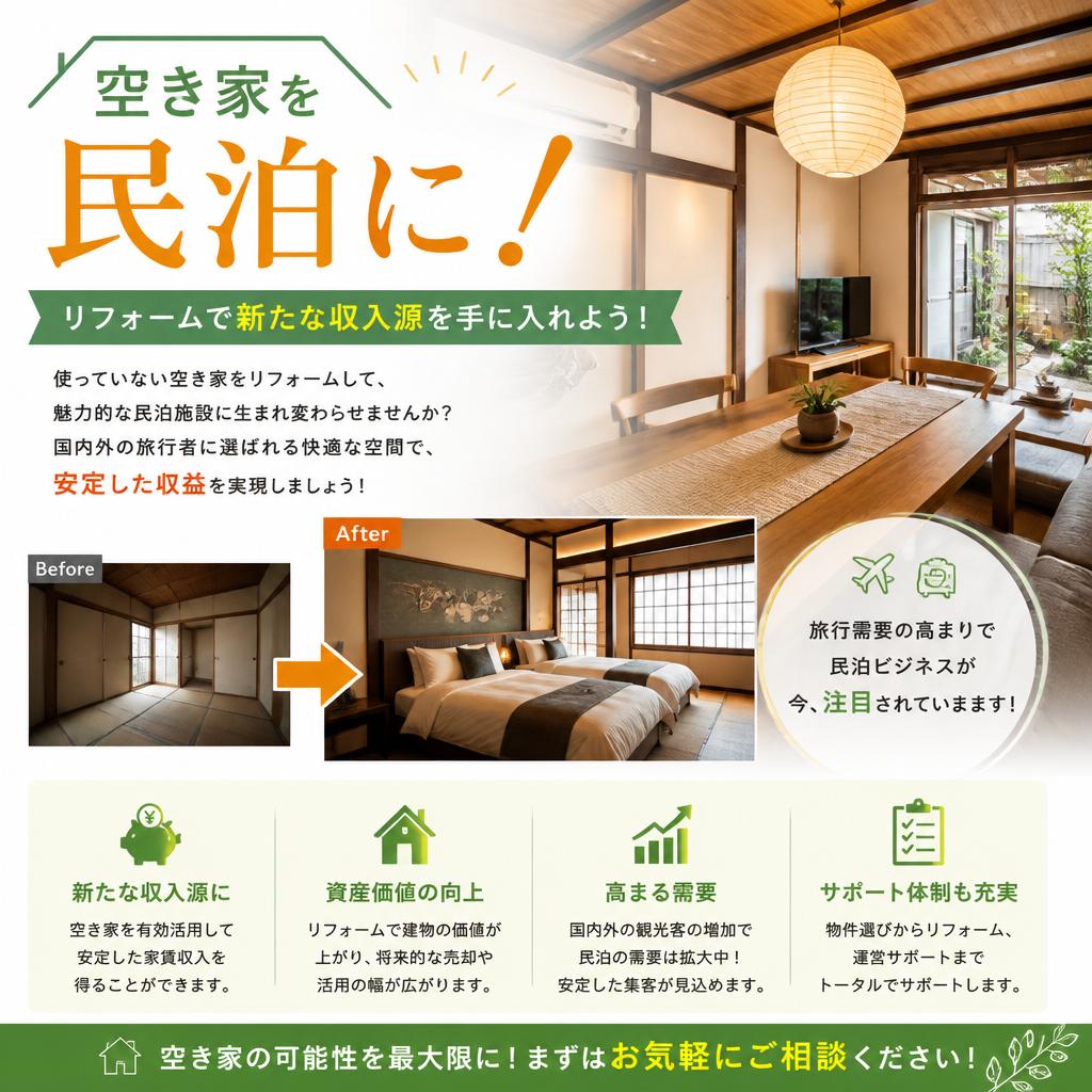 空き家を民泊に！リフォームで新たな収入源を手に入れよう！