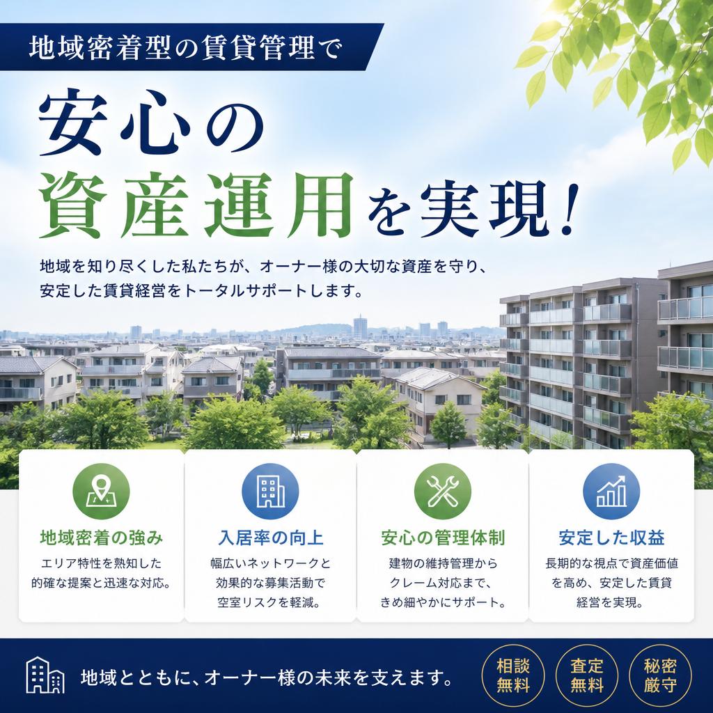 地域密着型の賃貸管理で安心の資産運用を実現！
