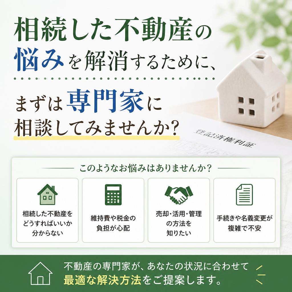 相続した不動産の悩みを解消するために、まずは専門家に相談してみませんか？