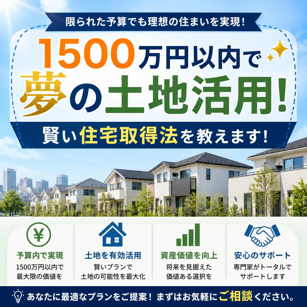 1500万円以内で夢の土地活用！賢い住宅取得法を教えます！