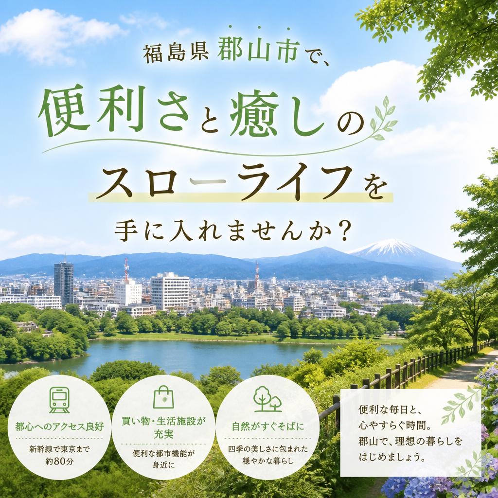 福島県郡山市で、便利さと癒しのスローライフを手に入れませんか？