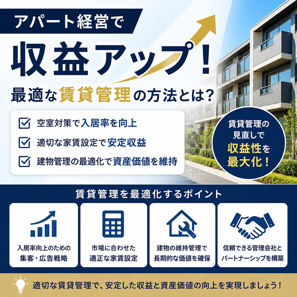 アパート経営で収益アップ！最適な賃貸管理の方法とは？